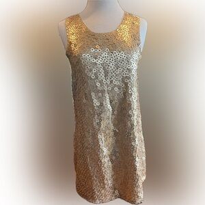 RARE ALICE+OLIVIA GOLD PAILLETTE MINI DRESS!!! SIZE SMALL